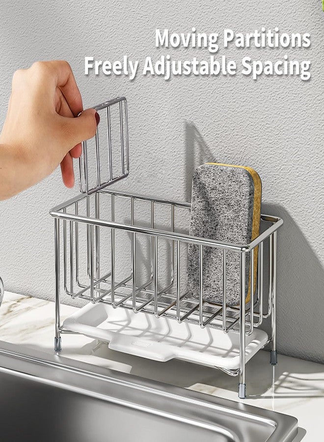 MAX COOK MAXCOOK Kitchen Sink Sponge Holder, 304 Stainless Steel Soap Dispenser Caddy Organize, Kitchen Sink Brush Caddy Holder with Removable Drain Tray - Image 3